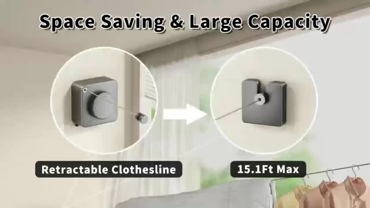 15.1ft Heavy-Duty Retractable Clothesline 40LB 👕🧺