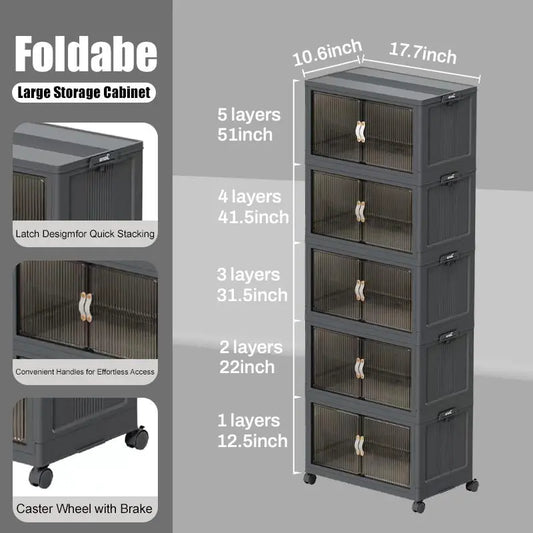 Foldable Storage Box w/ Wheels & Lid 📦🛞(1 layer)