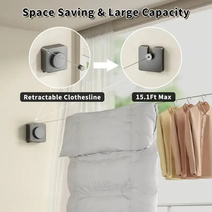 15.1ft Heavy-Duty Retractable Clothesline 40LB 👕🧺