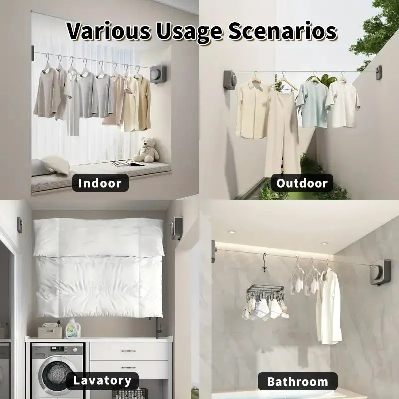 15.1ft Heavy-Duty Retractable Clothesline 40LB 👕🧺